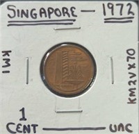 Uncirculated 1972 Singapore coin