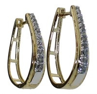 Elegant 1/2 ct Elongated Hoop Diamond Earrings