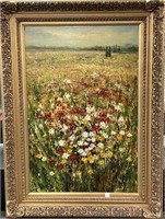 FIELD OF FLOWERS BY R. ROSIN - OIL ON CANVAS -