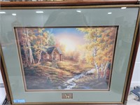 CABIN AND WOLVES BY J. GIBSON - PRINT - FRAMED AND