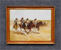 Oil on Canvas Native Americans on Horseback, Perry