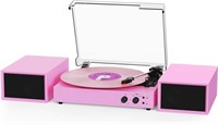 Vinyl Record Player  3-Speed  Bluetooth  AUX  Pink