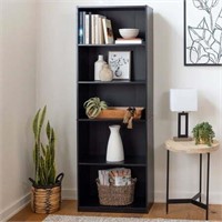 Mainstays 5-Shelf Bookcase  True Black Oak