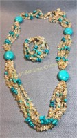 Turquoise & Stone Necklace and Bracelet