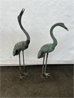 Pair of Metal Egrets Lawn Ornaments