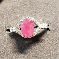 $200 Silver Ruby&Cz(1.5ct) Ring