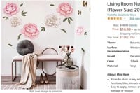 decalmile 6 Pcs Large Peony Flowers Wall Decals