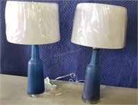 Blue Glass Table Lamps 28”