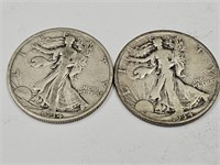 1934 & 1934D Walking Liberty Half Dollar Coins