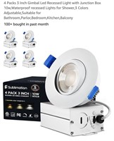 4 Packs 3 Inch Gimbal Led Recessed Light with