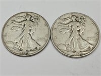 2-1938 Walking LIberty Half Dollar Coins
