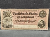 $500 Confederate Note 1864