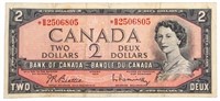 Bank of Canada 1954 $2 * BB Replacement Note
