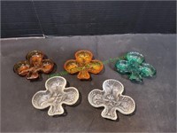 (5) Vintage 3-Leaf Clover Club Shaped Dishes