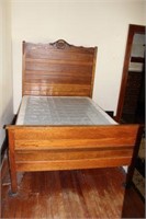 Antique Oak High Back Bed