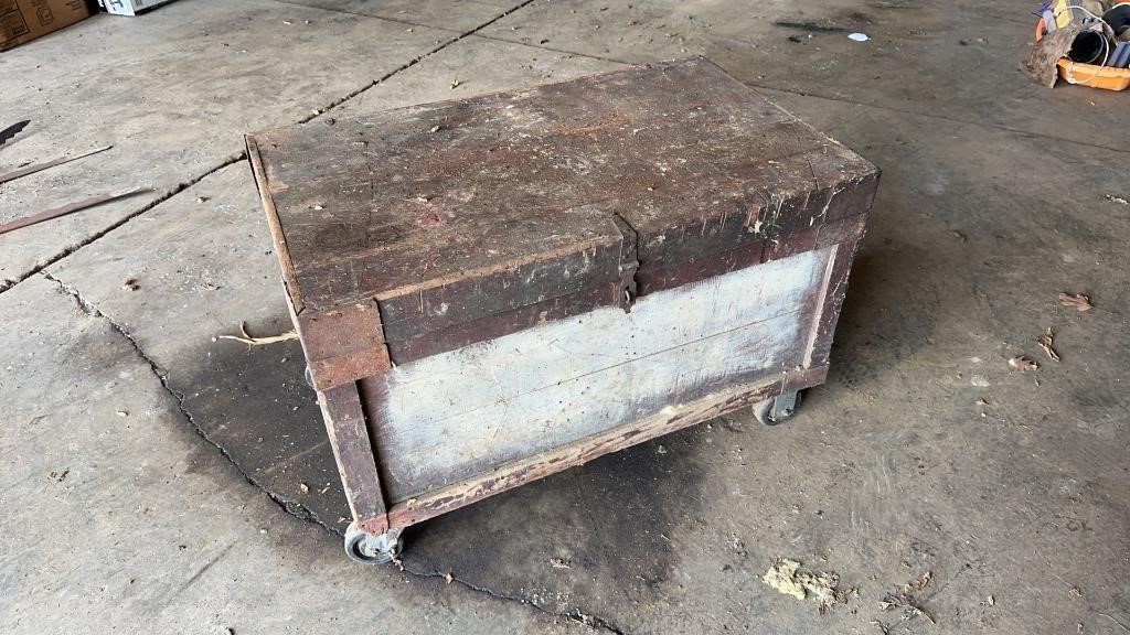 Antique Wood Toolbox and Contents
