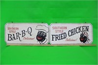 2 Wooden Southern Style BBQ & Chicken Signs
