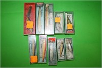 10 Rapala Fishing Lures in Boxes