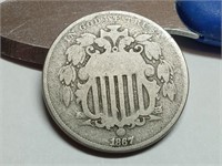 OF) 1867 us shield nickel