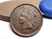 OF) full Liberty 1907 Indian head penny