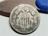 OF) 1868 us shield nickel