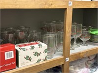 Shelf of Christmas Glasses, Bowls & Plates