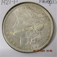 US 1921-P MORGAN SILVER DOLLAR