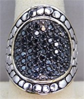STERLING SILVER RING WITH 2.00 CTTW BLACK