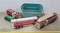 Toy Fire Trucks, Trailer & Garbage Truck