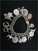 Vintage Charm Bracelet w/12 Silver 925 Charms