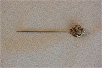 14k Gold Diamond And Pearl Pin