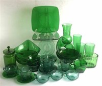 Assortment of Vintage Green Glassware
