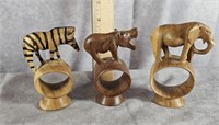 3 WOOD ANIMIAL NAPKIN HOLDERS