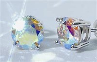 925S 2.0ct Aurora Moissanite Stud Earrings