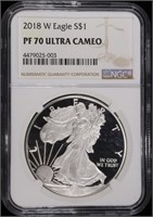 2018-W AMERICAN SILVER EAGLE NGC PF70 ULTRA CAMEO