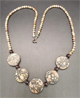 (XX) Jasper Stone Bead Necklace (20" long)