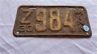 Minn. 1930 license plate
