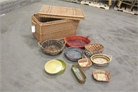 (8) Assorted Woven Baskets & (2) Metal Containers