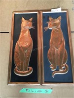 2 Vintage Copper Framed Copper Art