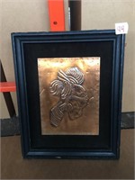 Wood Framed Vintage Copper Art