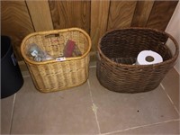 2 Wicker Baskets + Waste Can