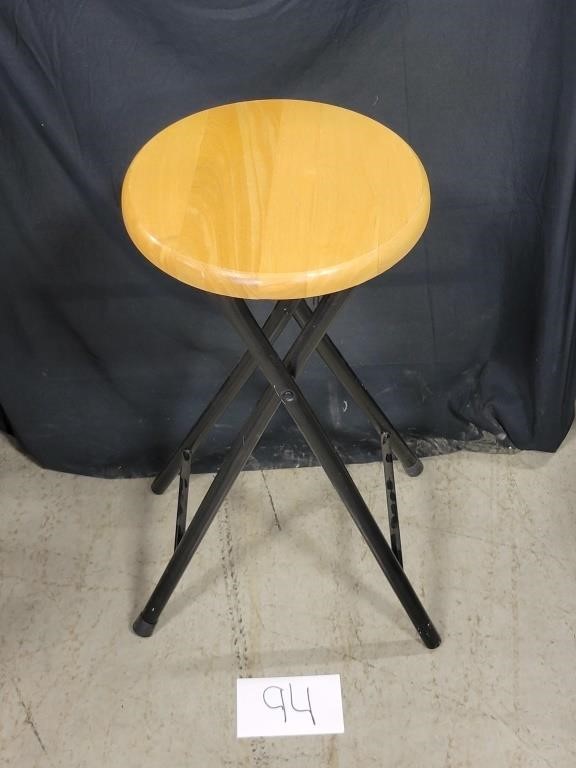 Folding Wooden and Metal Stool