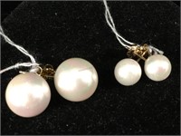 14K Gold pearl earrings 2 pair
