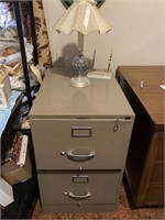 2 drawer file cabinet w/ key & lamp