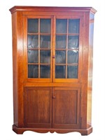 7ft 6in H Large Early Corner Cupboard Glass Panes