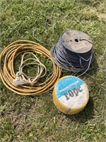 EXTENSION CORDS, ROLL OF WIRE AND ROPE