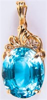 Jewelry 14kt Yellow Gold Blue Topaz Pendant