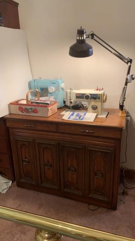 JC Penny and Brother Sewing Machines with contents