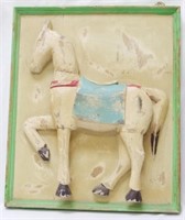 Carved Wood Pony Wall Art 18x15