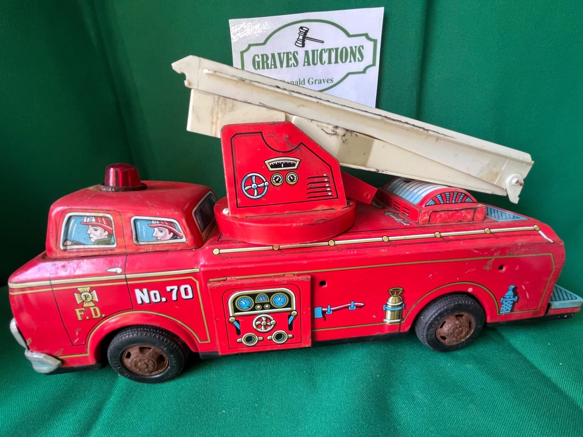Vintage Fire Truck 13 1/2” long Metal